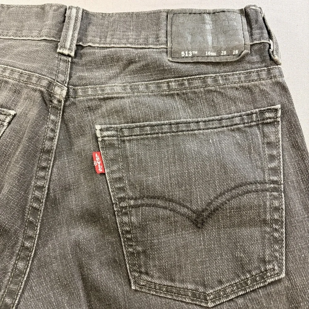Levis 513 Slim Straight Jeans Mens 31x29 Gray Mid Rise Denim